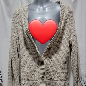 Eddie Bauer | Knitted, Button Front Cardigan | Size: L | Color: Beige/Tan